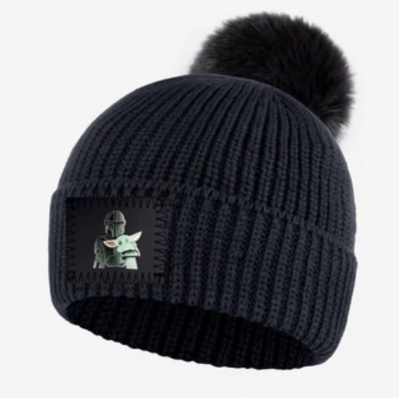 Love Your Melon Accessories - Love Your Melon Star Wars Mandalorian and The Child Dark Charcoal Pom Beanie